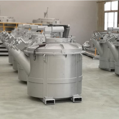Capacitación alta 1200 KG Cucharas de transferencia de aluminio fundido para plantas de fundición en color plata
